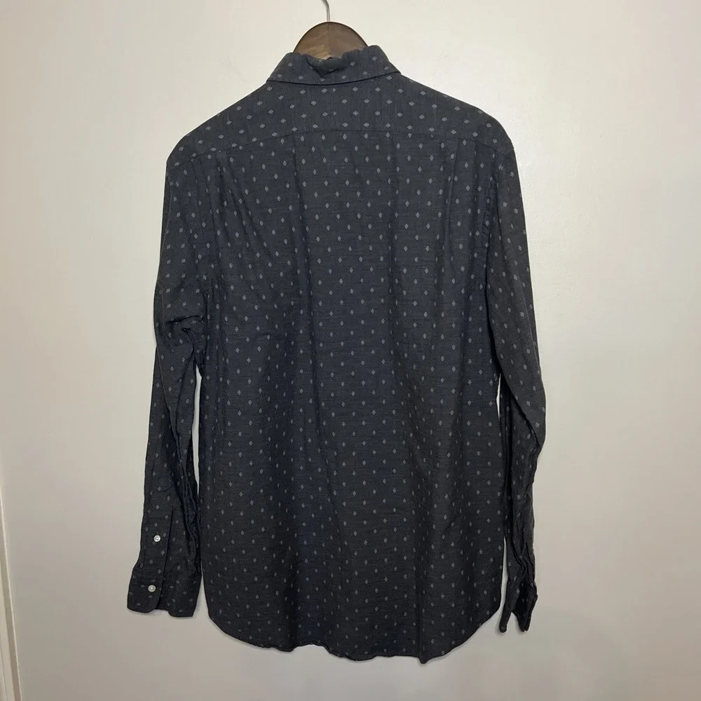 Polo Ralph Lauren Men's Gray Diamond Pattern Button Front L/S‎ Shirt Sz Large